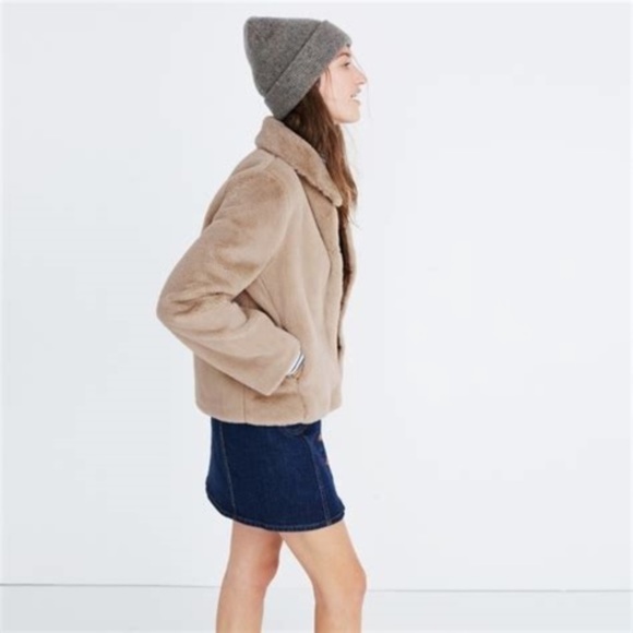 Madewell Shrunken Faux Mink Jacket Faux Fur - Picture 3 of 4